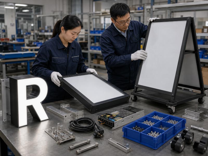 Quality inspection of fixed and portable signs for durability and maintenance