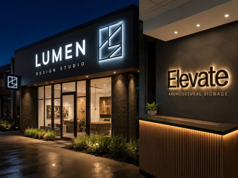 Custom illuminated signs showing different sign lighting requirements and lighting methods