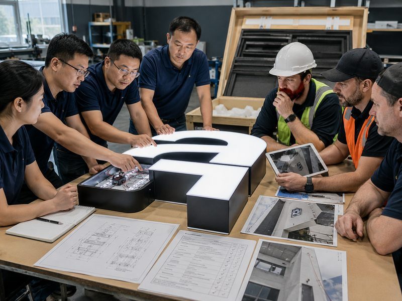 Comparison of LED sign manufacturing and local installation responsibilities