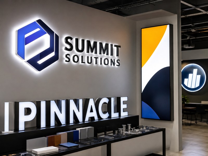 Custom commercial sign portfolio review with channel letters, acrylic logo signs, and light box projects