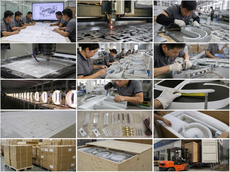 Professional sign manufacturer with engineering production quality testing and export packaging