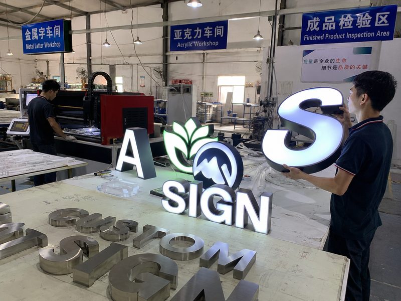 Custom sign manufacturing capabilities for channel letters acrylic logos and metal lettersCustom sign manufacturing capabilities for channel letters acrylic logos and metal letters