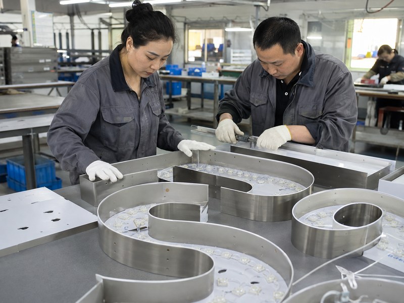 In-process quality control for custom channel letters during sign manufacturing