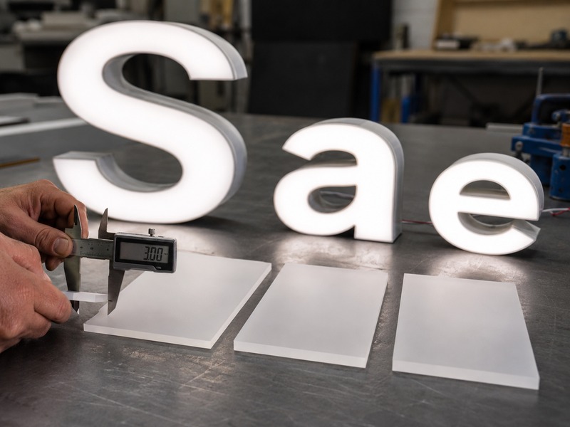 Common 3 mm, 4.5 mm, and 5 mm acrylic face options for channel letters