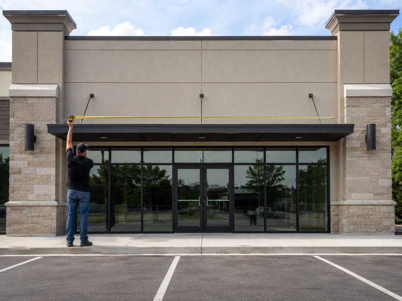 Measuring storefront fascia, columns and usable sign area for channel letters