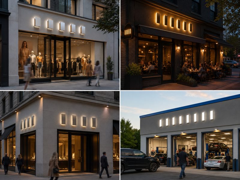 Storefront sign solutions for retail stores, restaurants, premium boutiques, and roadside businesses