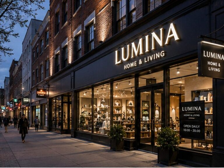 Coordinated sign combination for a modern street-level retail store