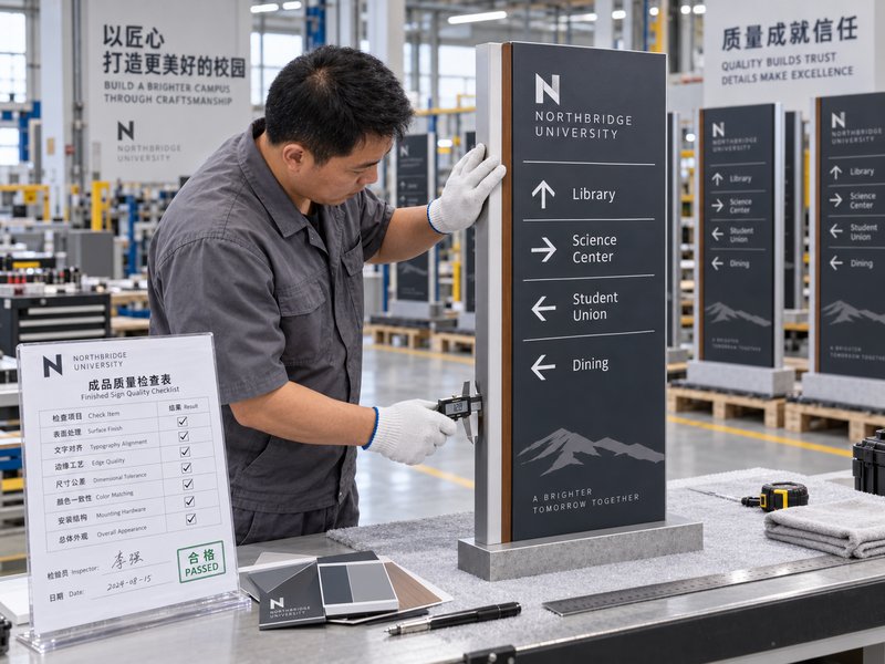 United States university wayfinding manufacturing project
