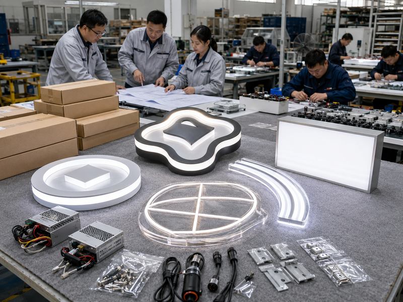 Unbranded custom signs and neutral packaging prepared through a white-label manufacturing partnership